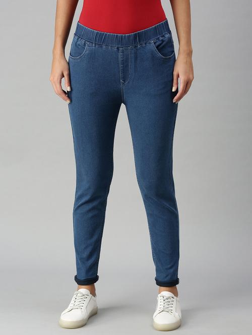 women sollid mid rise slim fit jegging - 21930268 -  Standard Image - 0