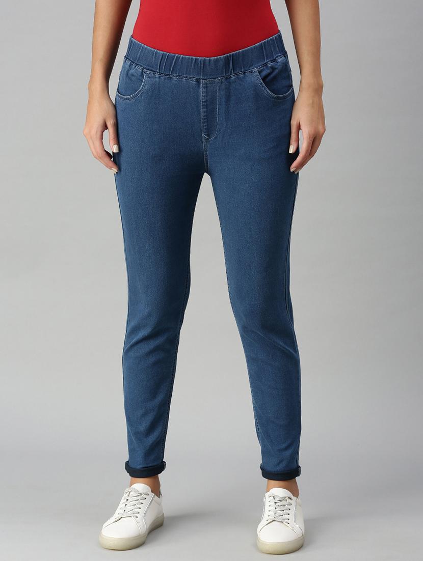 women sollid mid rise slim fit jegging - 21930268 -  Zoom Image - 0