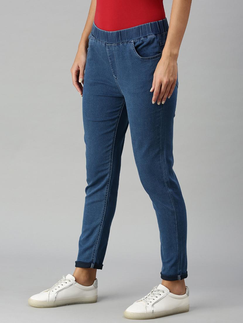 women sollid mid rise slim fit jegging - 21930268 -  Standard Image - 1