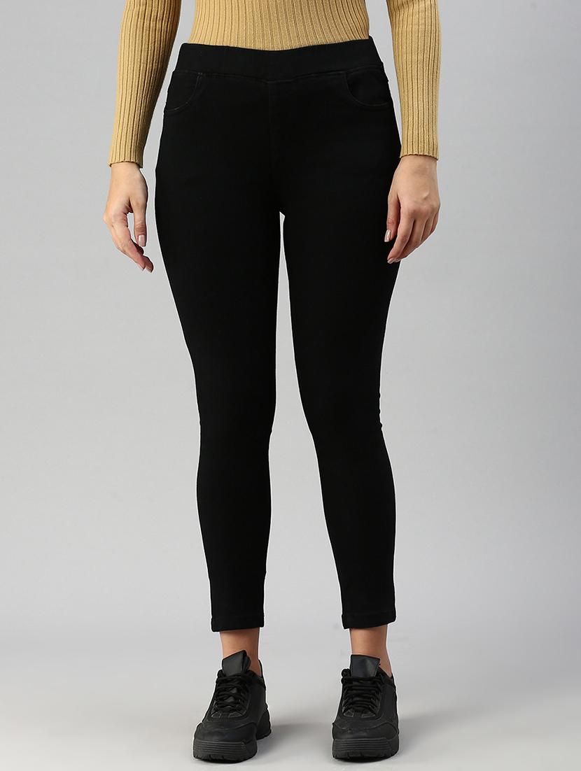 women sollid mid rise slim fit jegging - 21930269 -  Standard Image - 1
