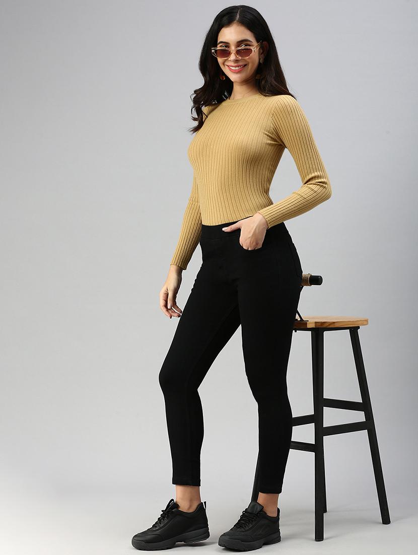 women sollid mid rise slim fit jegging - 21930269 - Standard Image - 4