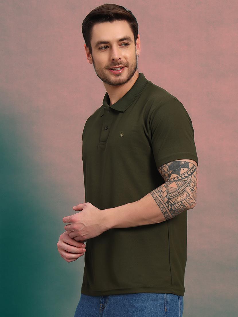 men solid short sleeves regular fit polo t-shirt - 21930284 - Standard Image - 1