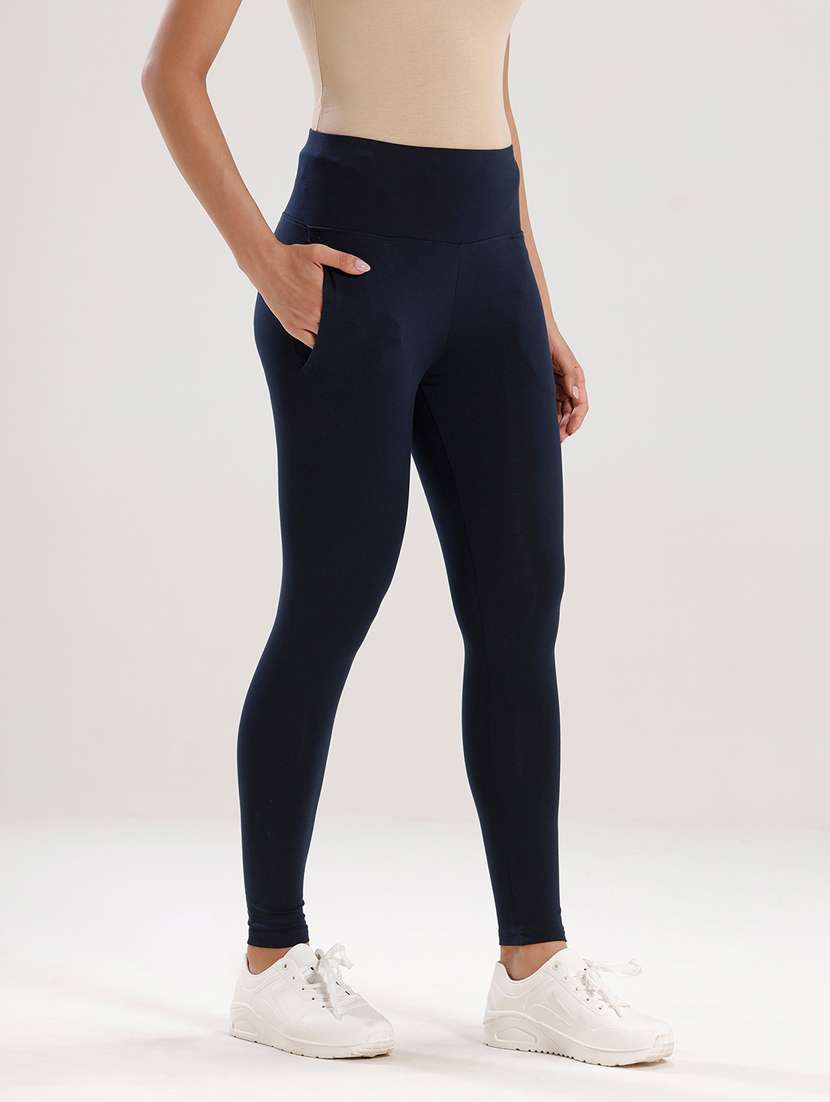 women solid high rise slim fit jegging - 21930290 - Standard Image - 1