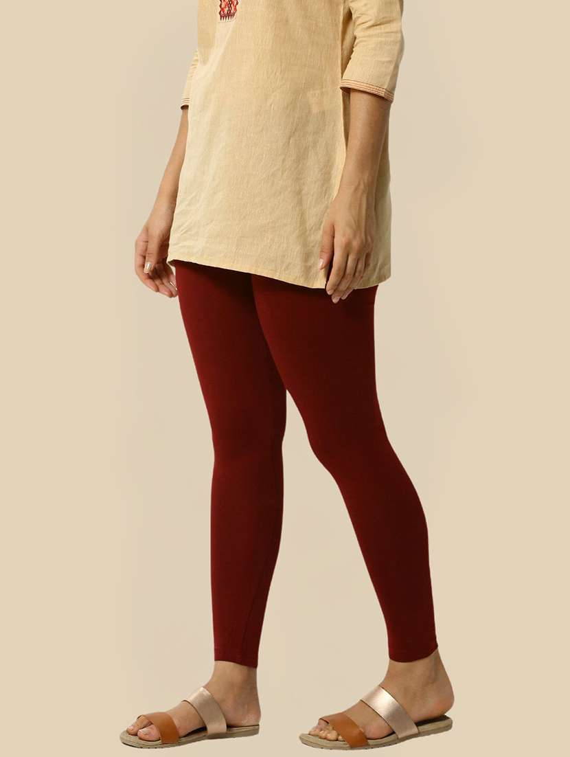 women solid mid rise ankle length legging - 21930299 -  Standard Image - 1