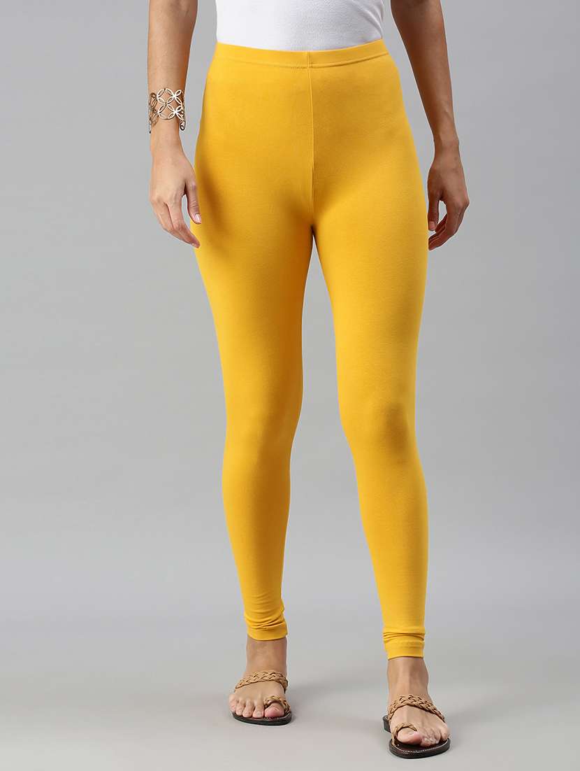 women solid mid rise ankle length legging