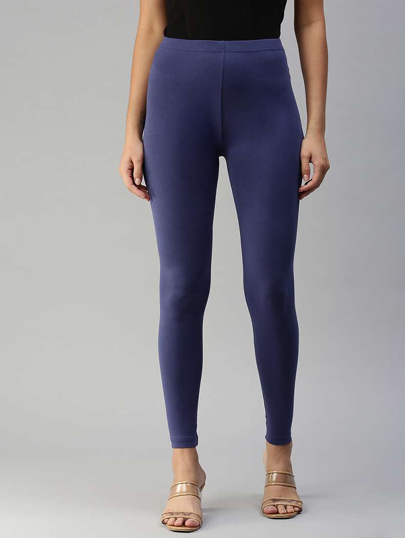 women solid mid rise ankle length legging
