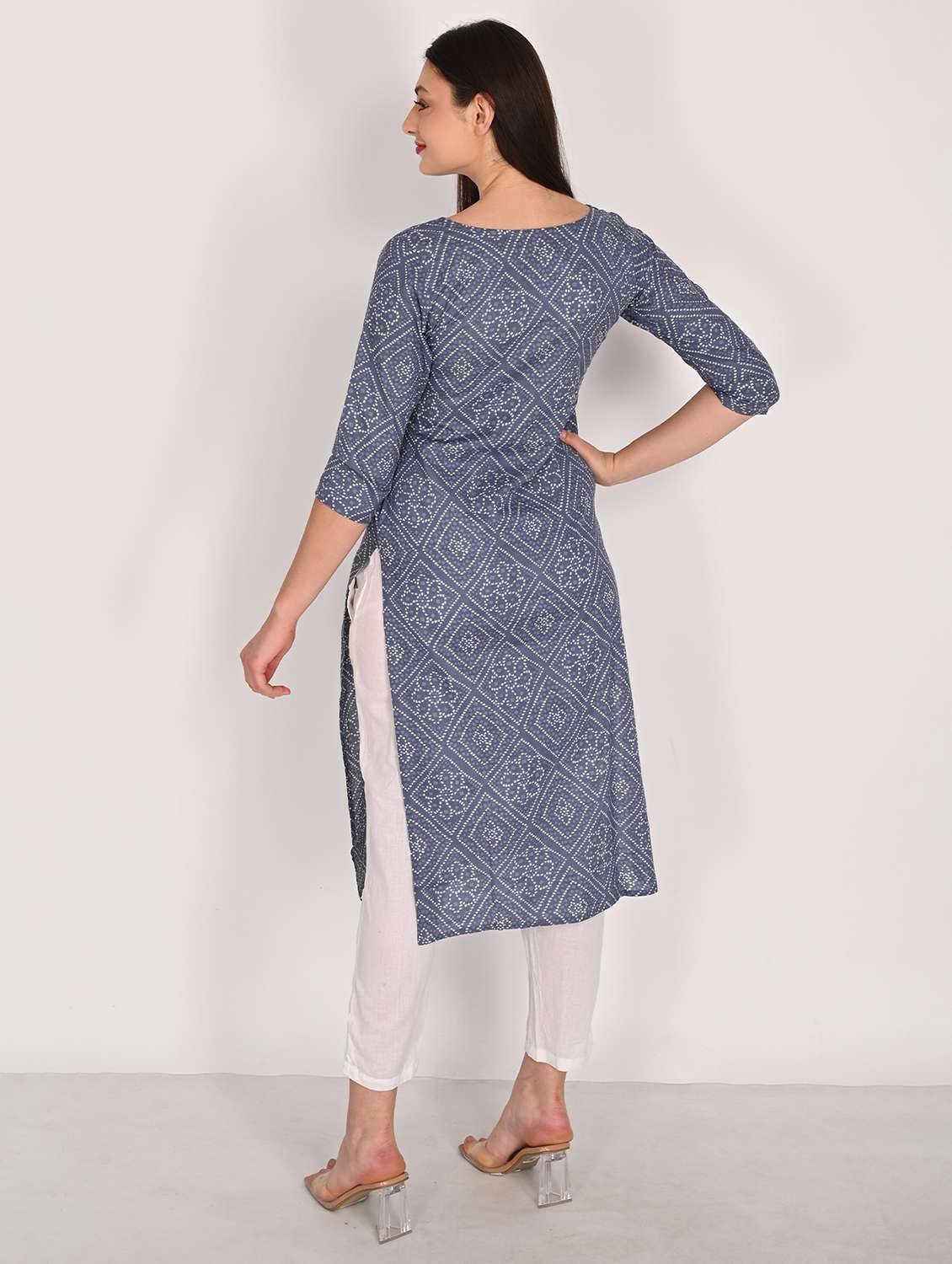 women three quarter sleeve kurta pant with dupatta set - 21930371 -  Standard Image - 4