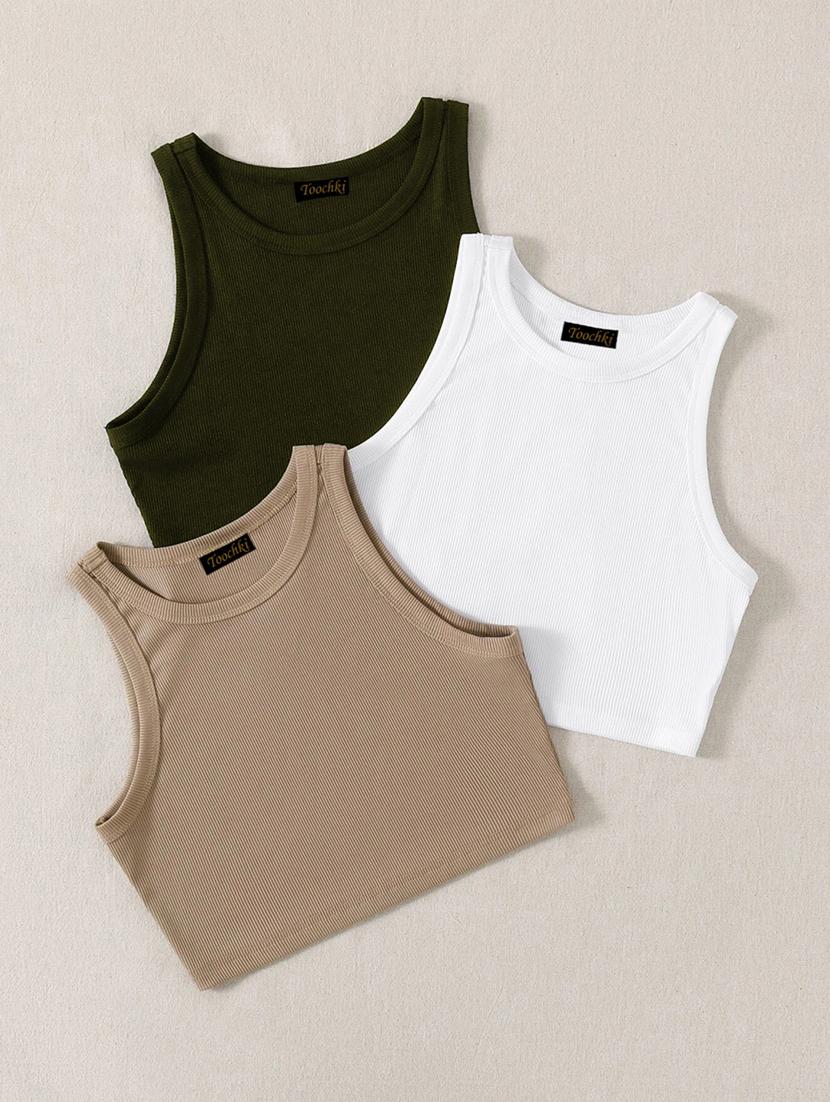 women pack of 3 solid sleeveless tank top - 21930381 - Standard Image - 1