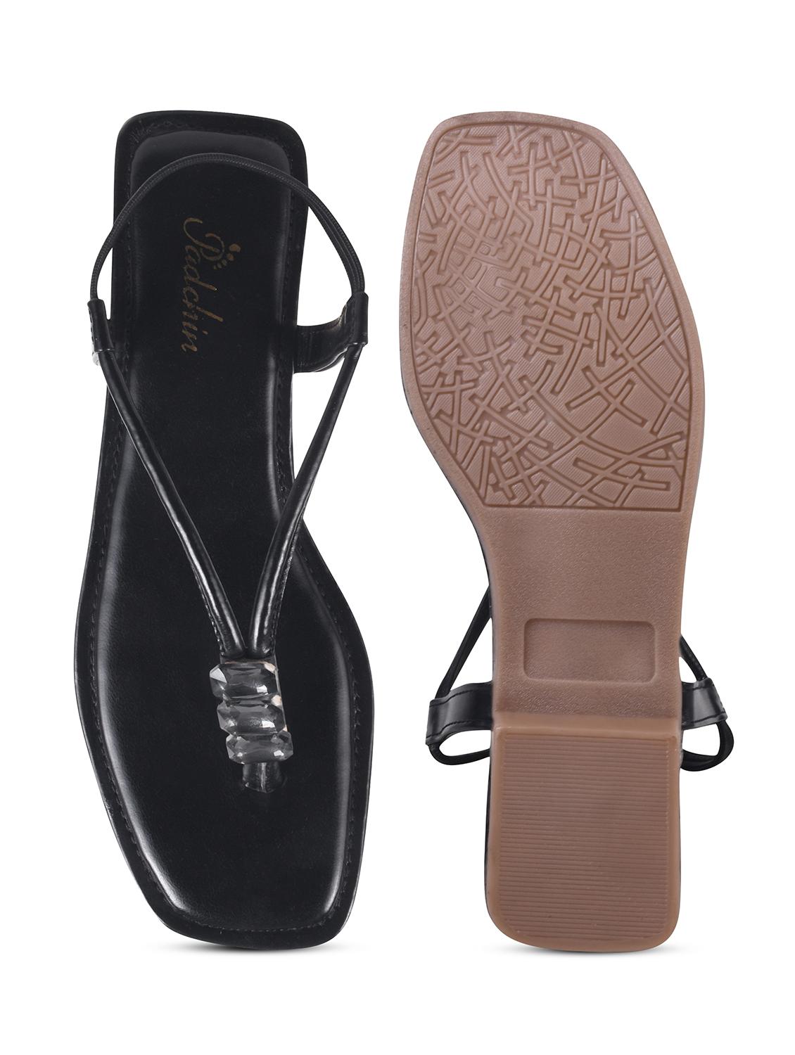 women black t-strap sandal - 21930383 - Standard Image - 4