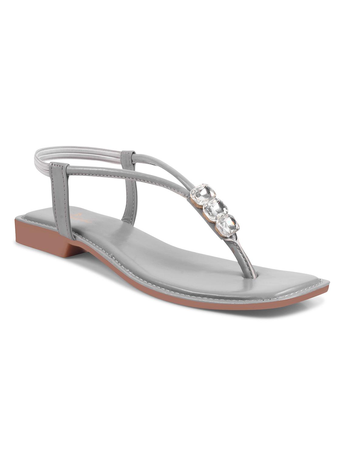 women grey t-strap sandal - 21930384 - Standard Image - 1