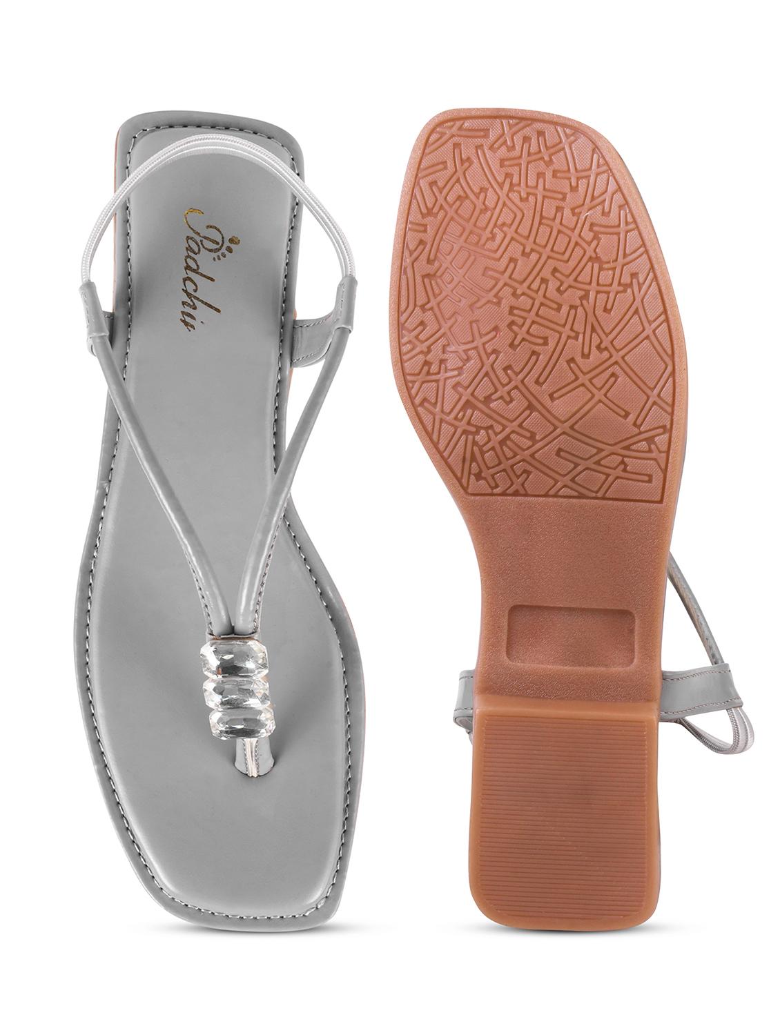 women grey t-strap sandal - 21930384 - Standard Image - 4