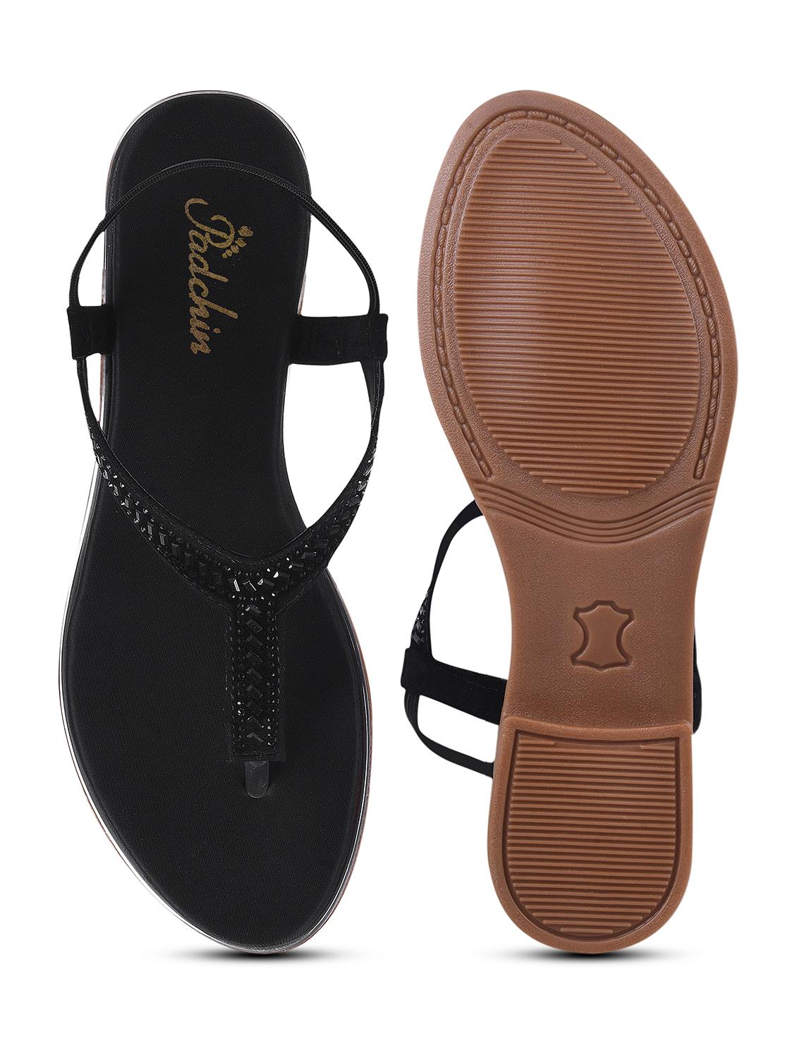 women black t-strap sandal - 21930385 - Standard Image - 4