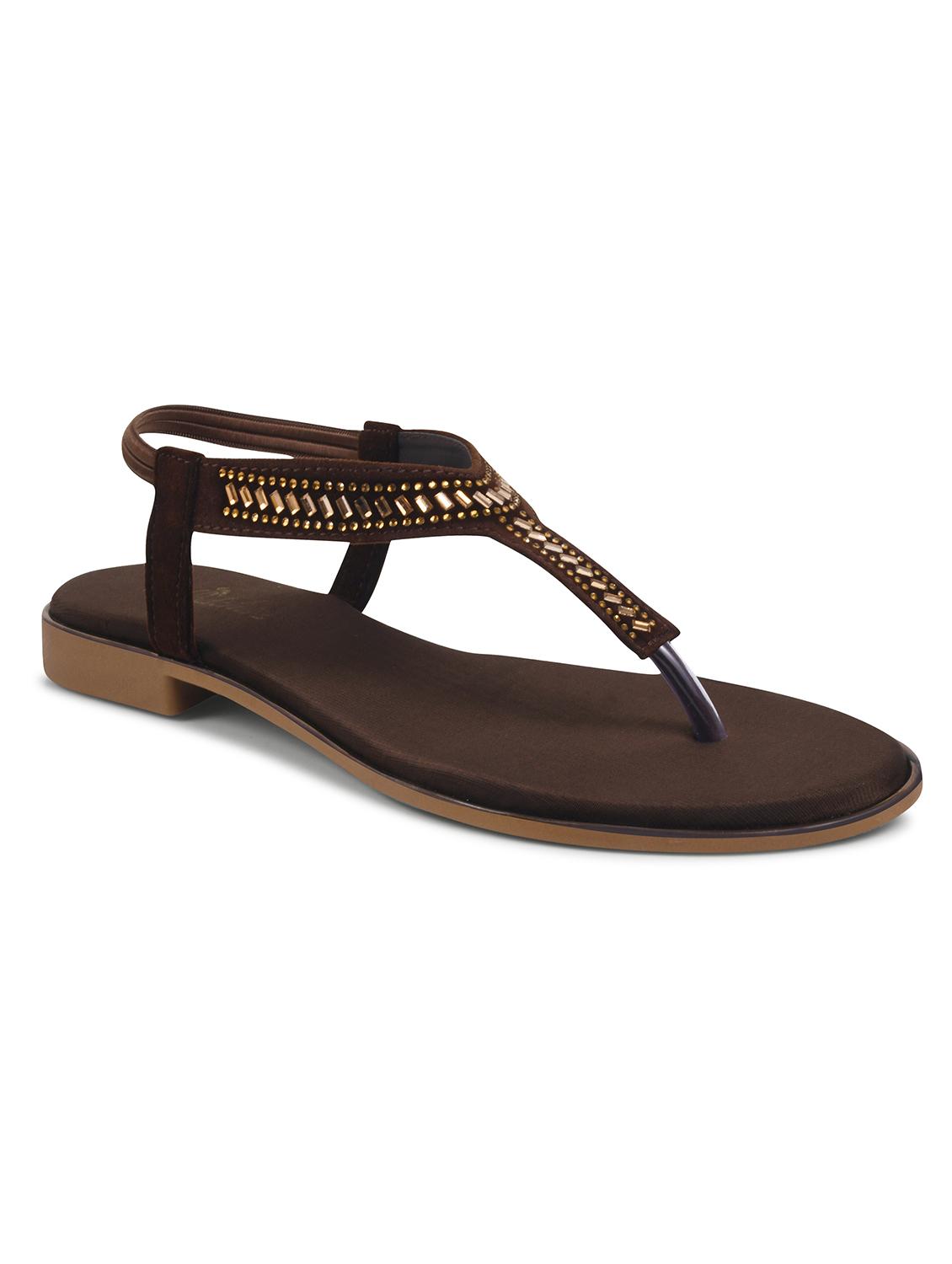 women brown t-strap sandal - 21930386 -  Standard Image - 1
