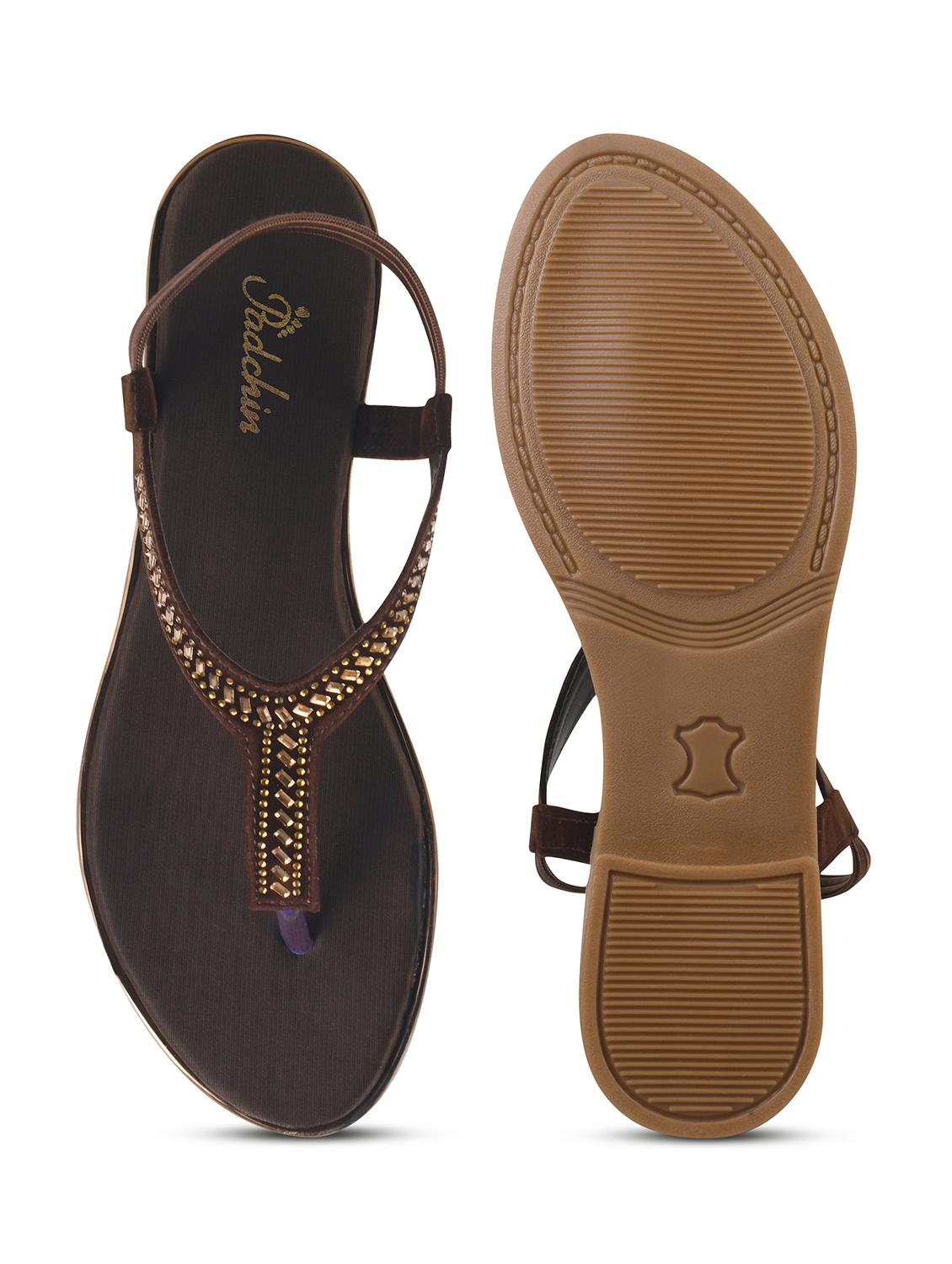 women brown t-strap sandal - 21930386 - Standard Image - 4