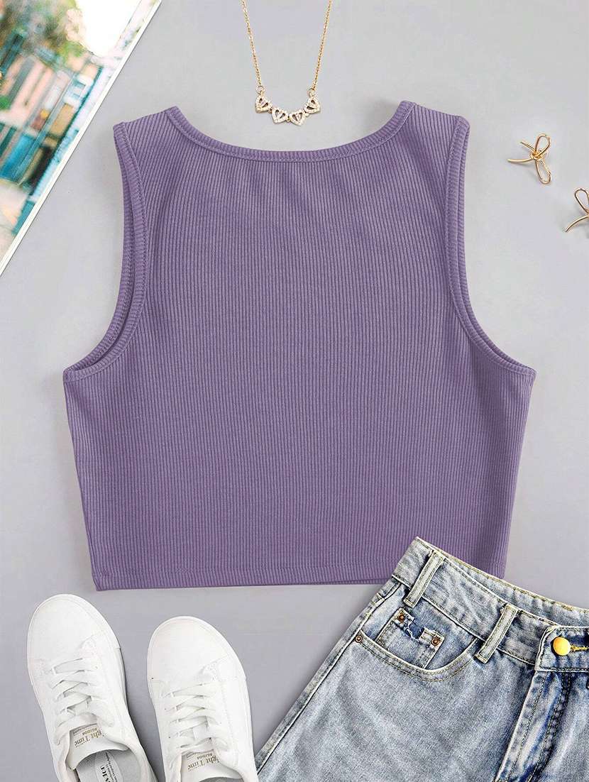 women solid sleeveless tank top - 21930413 -  Standard Image - 1