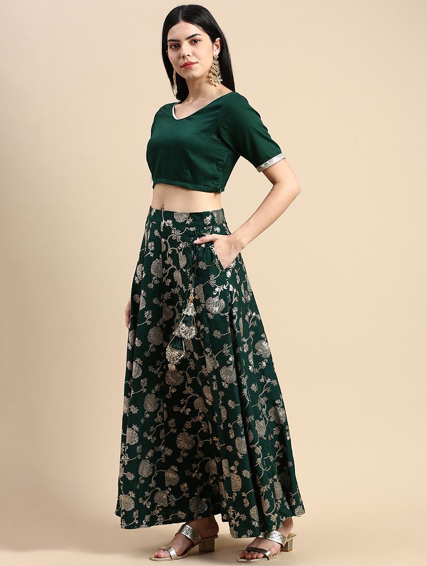 women foil printed mid rise flared skirt - 21930427 -  Standard Image - 1