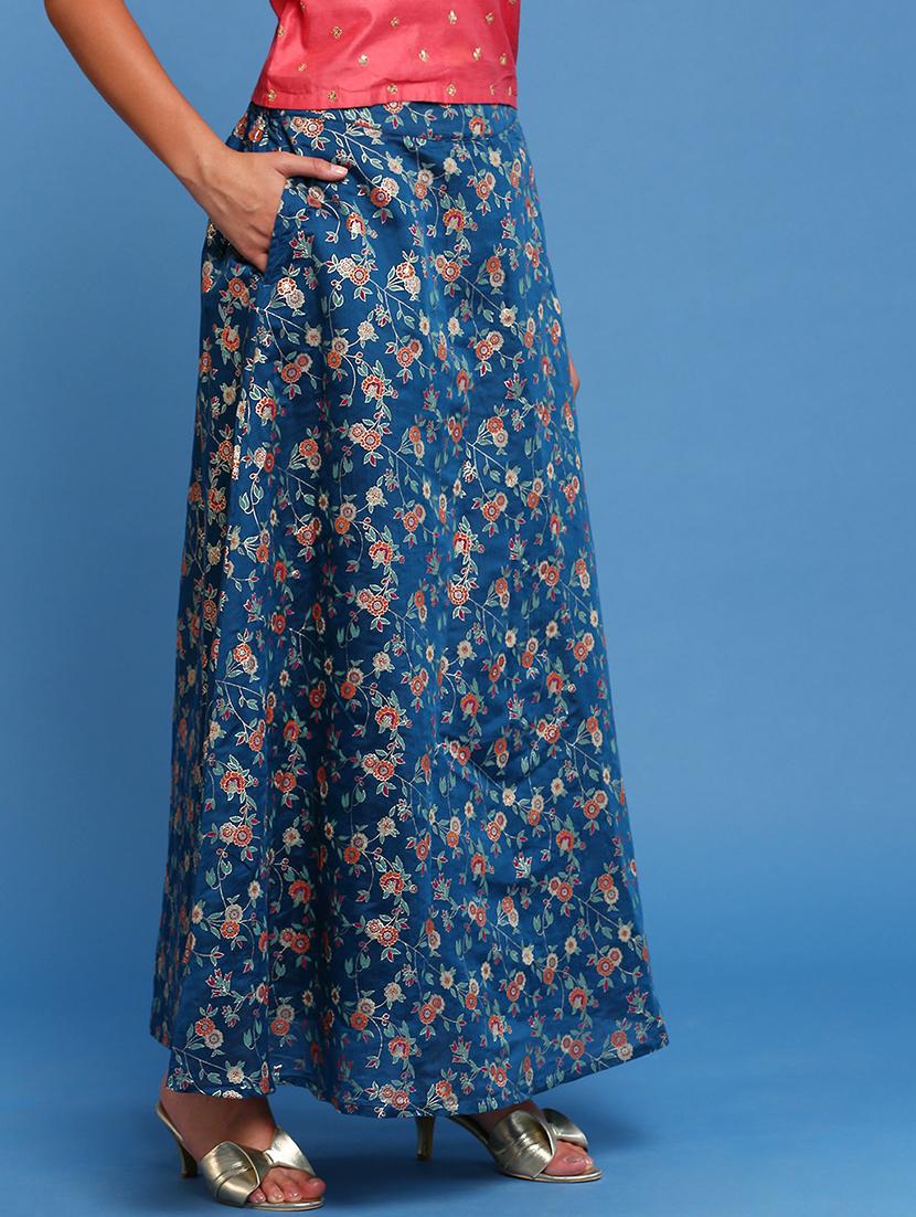 women floral printed mid rise a-line skirt - 21930430 - Standard Image - 1