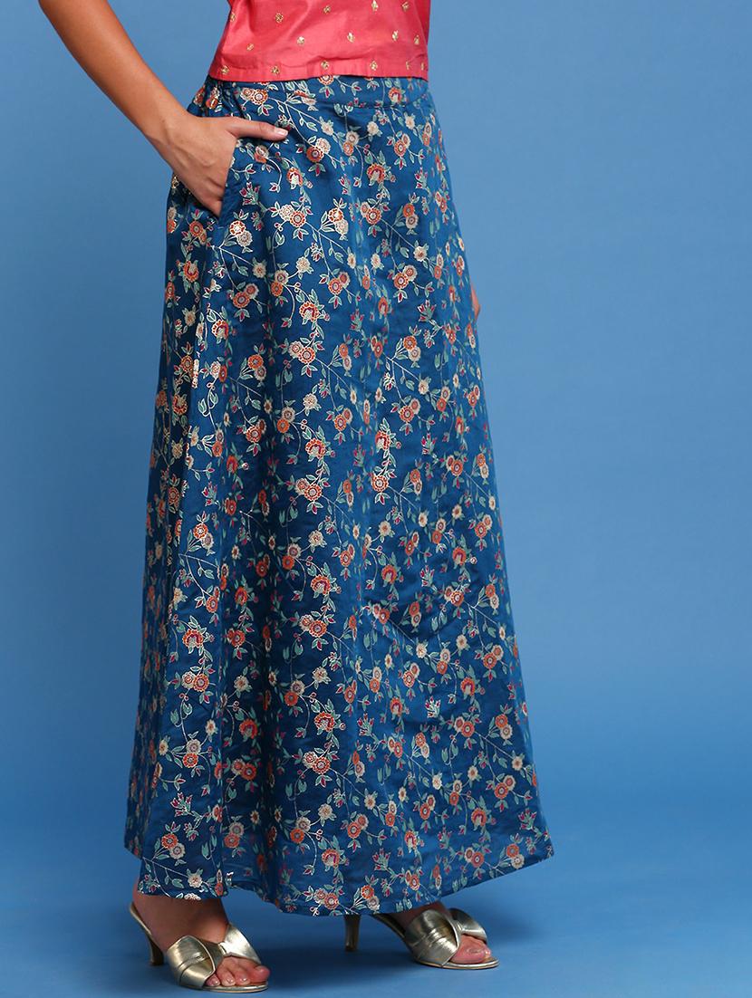 women floral printed mid rise a-line skirt - 21930431 - Standard Image - 1