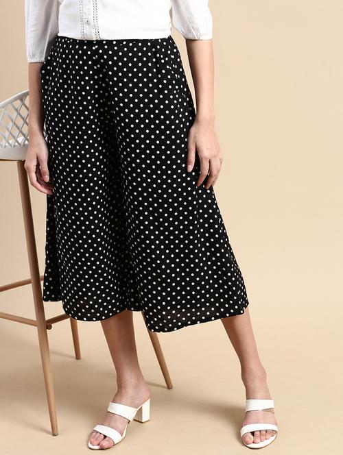 women polka doted calf length palazzo - 21930441 - Standard Image - 0