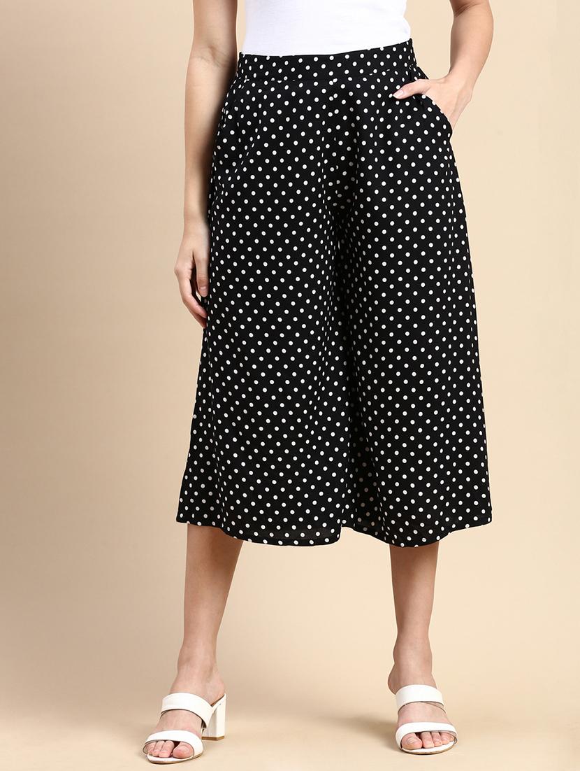 women polka doted calf length palazzo - 21930441 - Standard Image - 1