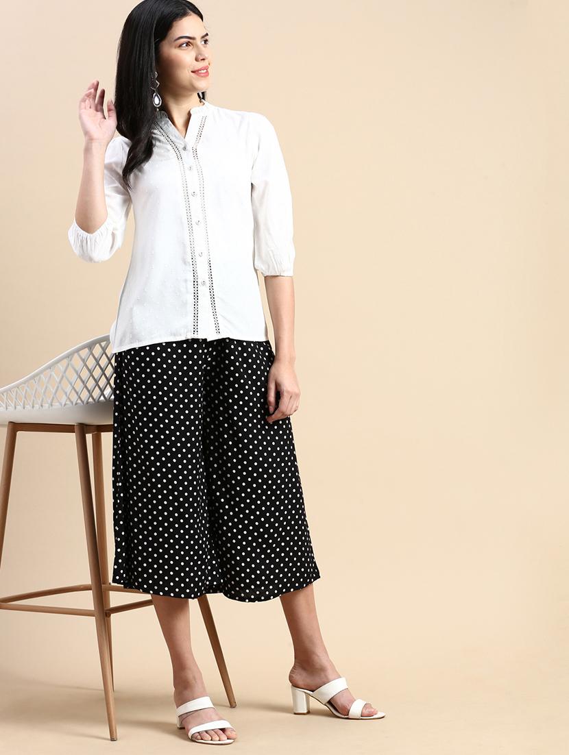 women polka doted calf length palazzo - 21930441 - Standard Image - 4