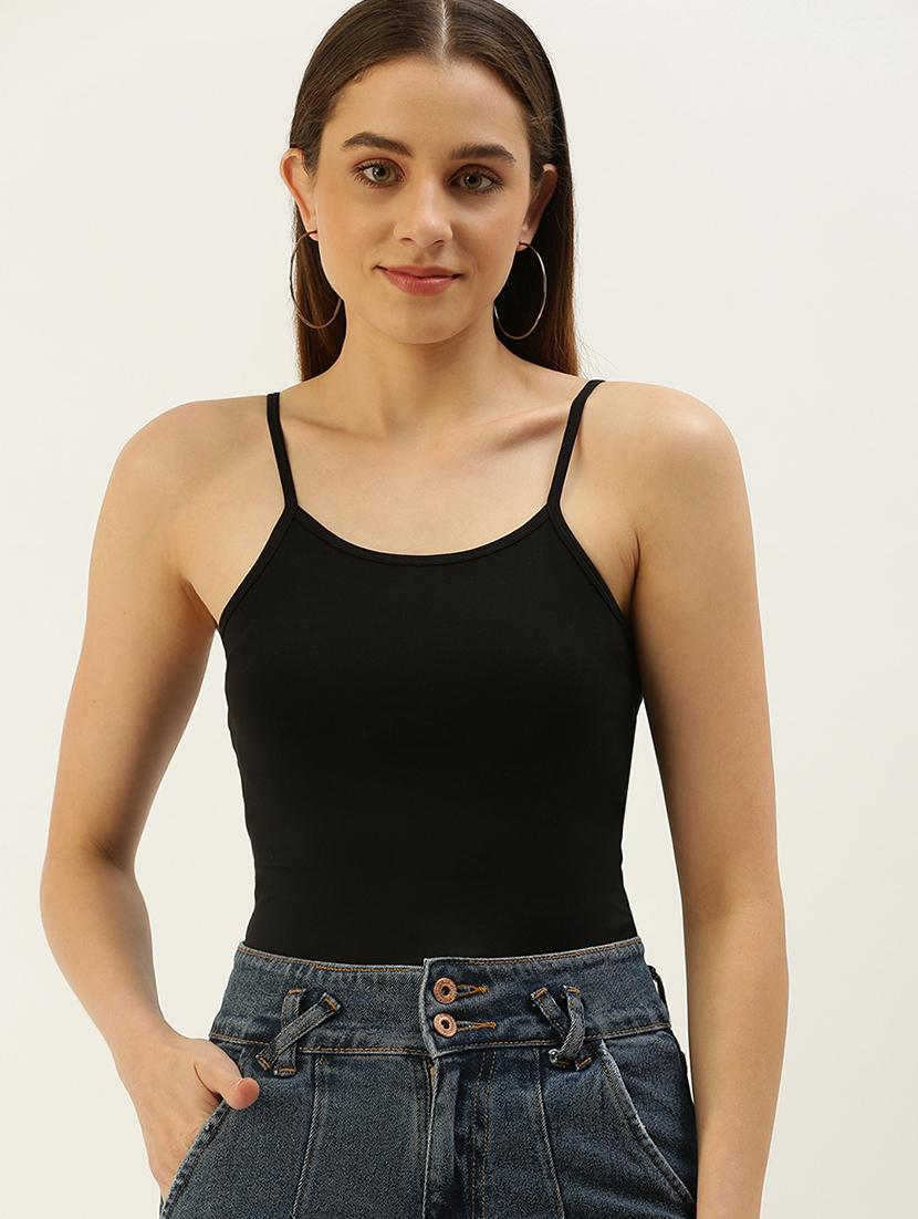 women solid shoulder strap tank top - 21930454 - Zoom Image - 0