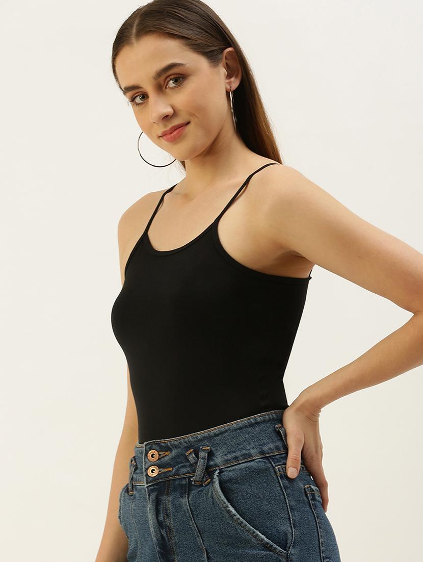 women solid shoulder strap tank top - 21930454 - Standard Image - 1