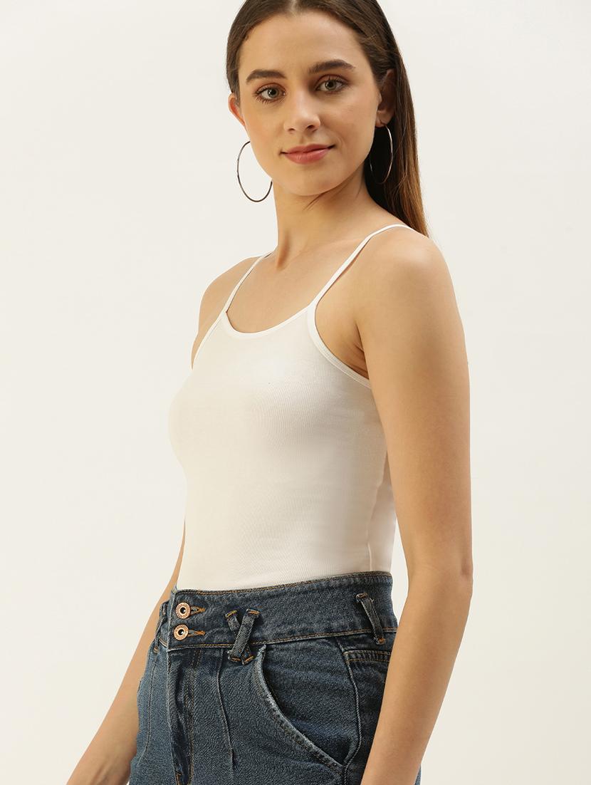 women solid shoulder strap tank top - 21930456 - Standard Image - 1