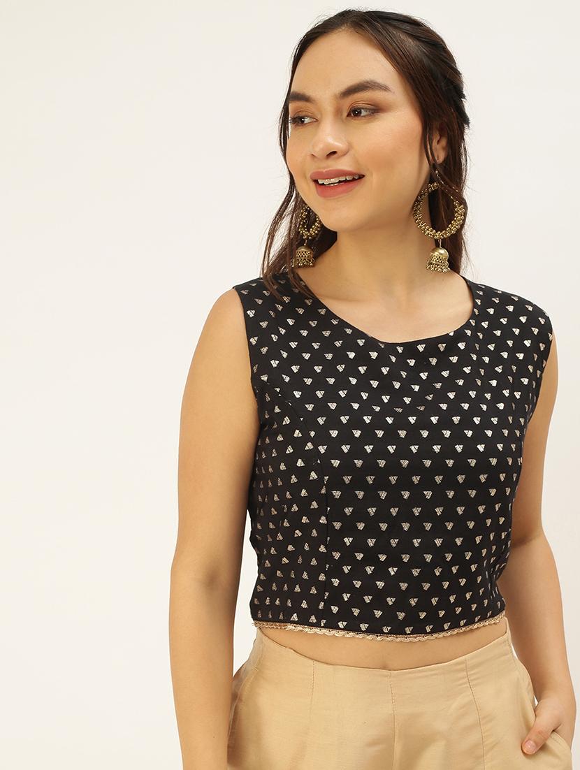 women black sleeveless stitched blouse - 21930458 -  Zoom Image - 0