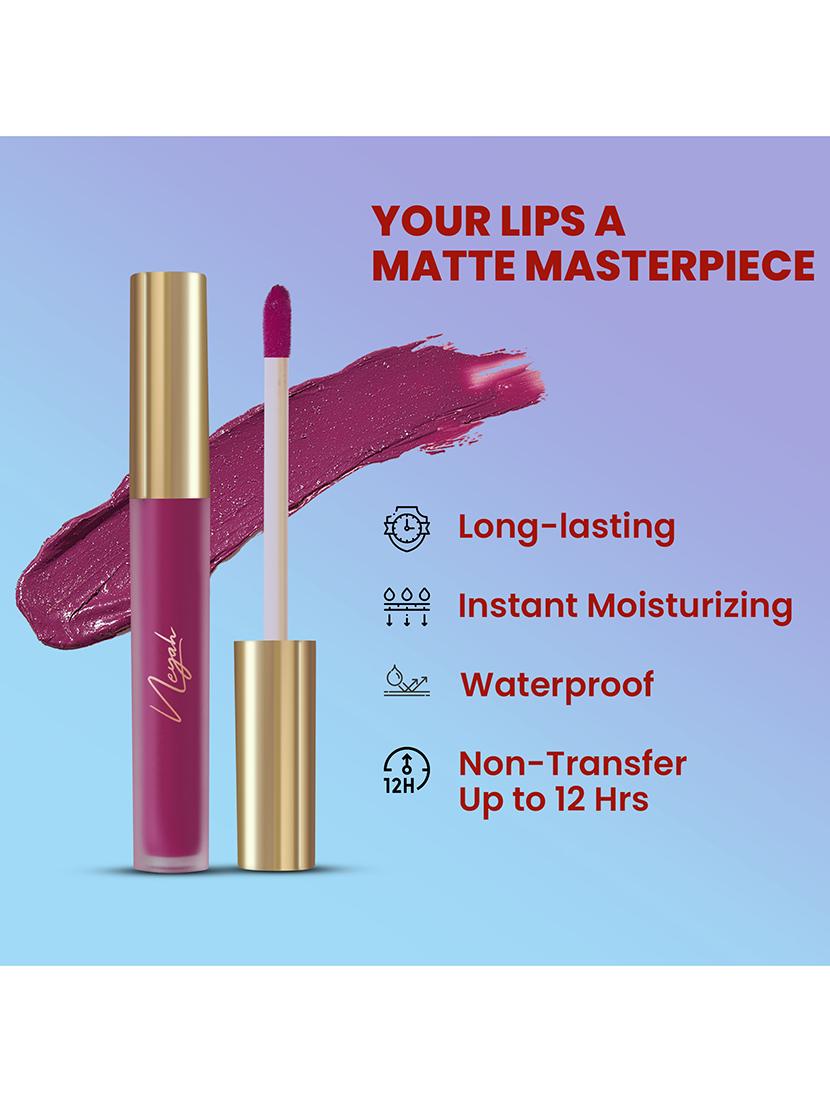 neyah luxe matte liquid lipstick (samon) - 21930477 - Standard Image - 4