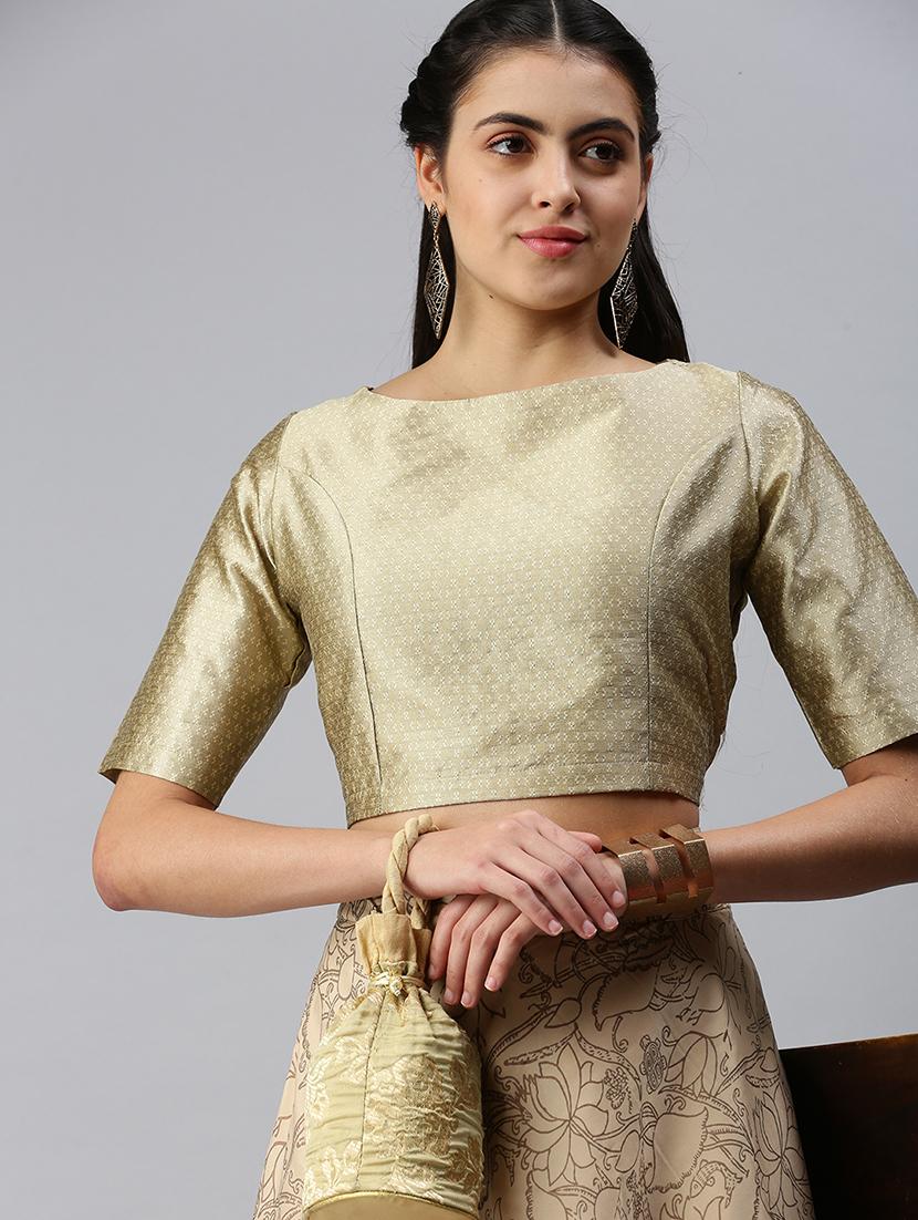women beige short sleeve stitched blouse - 21930483 - Standard Image - 1