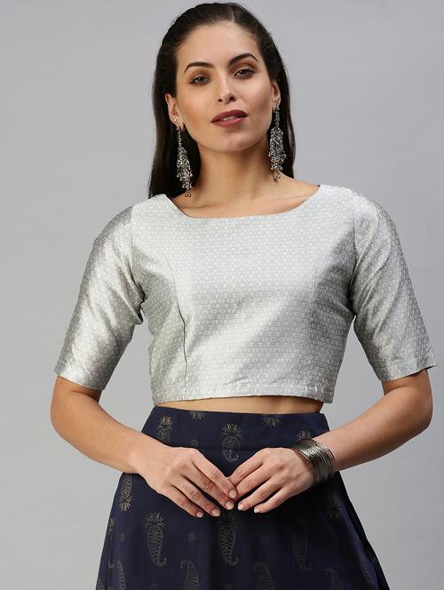 women silver short sleeve stitched blouse - 21930485 -  Standard Image - 0