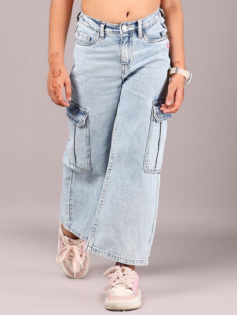 girls light blue mid rise cargo - 21930638 - Standard Image - 1