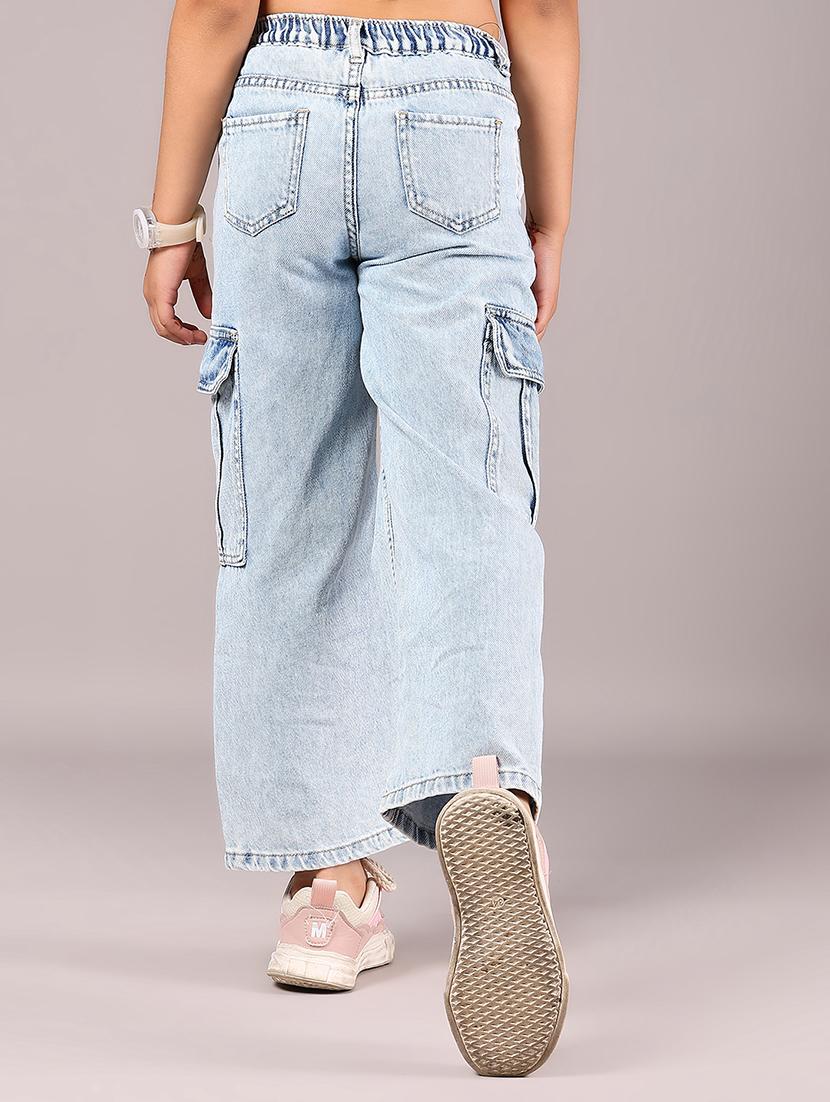 girls light blue mid rise cargo - 21930638 - Standard Image - 4