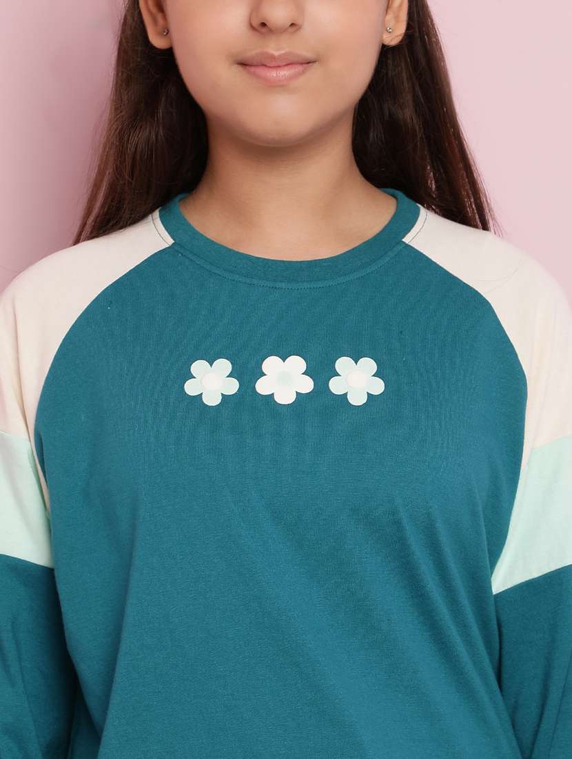 girls color block long sleeve pyjama set nightwear - 21930676 -  Standard Image - 4