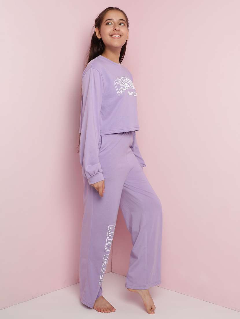 girls typographic long sleeve pyjama set nightwear - 21930677 -  Standard Image - 1