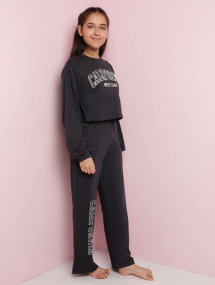 girls typographic long sleeve pyjama set nightwear - 21930678 -  Standard Image - 1