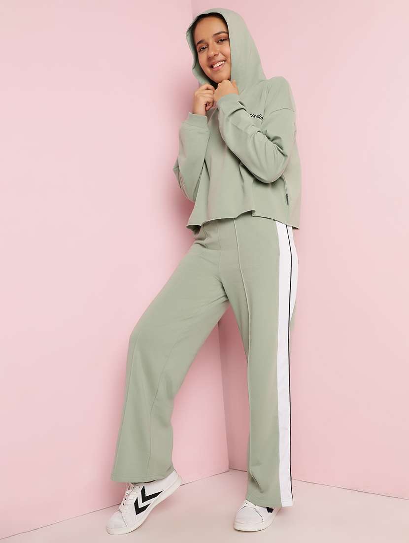 girls solid long sleeve active wear set - 21930682 - Standard Image - 1