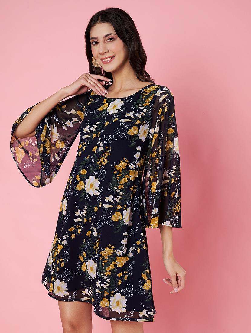 women floral printed bell sleeves a-line dress - 21930711 - Standard Image - 1