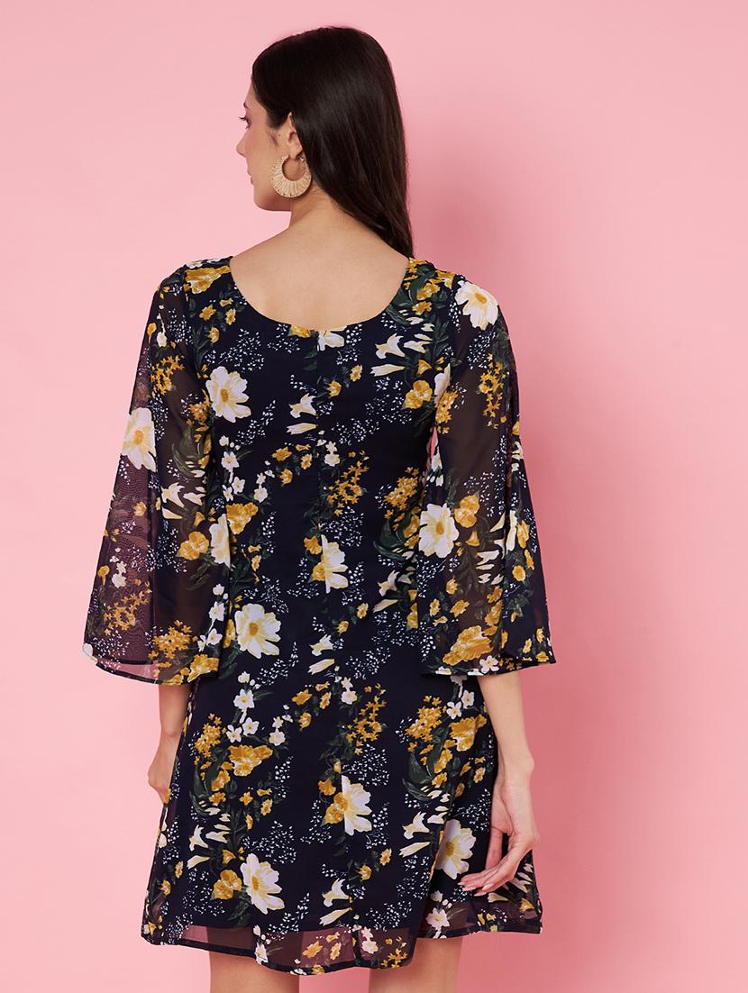 women floral printed bell sleeves a-line dress - 21930711 - Standard Image - 4