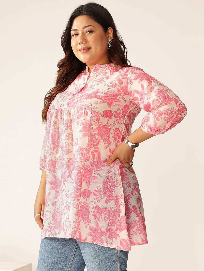 women plus size floral printed a-line kurti - 21930728 - Standard Image - 1