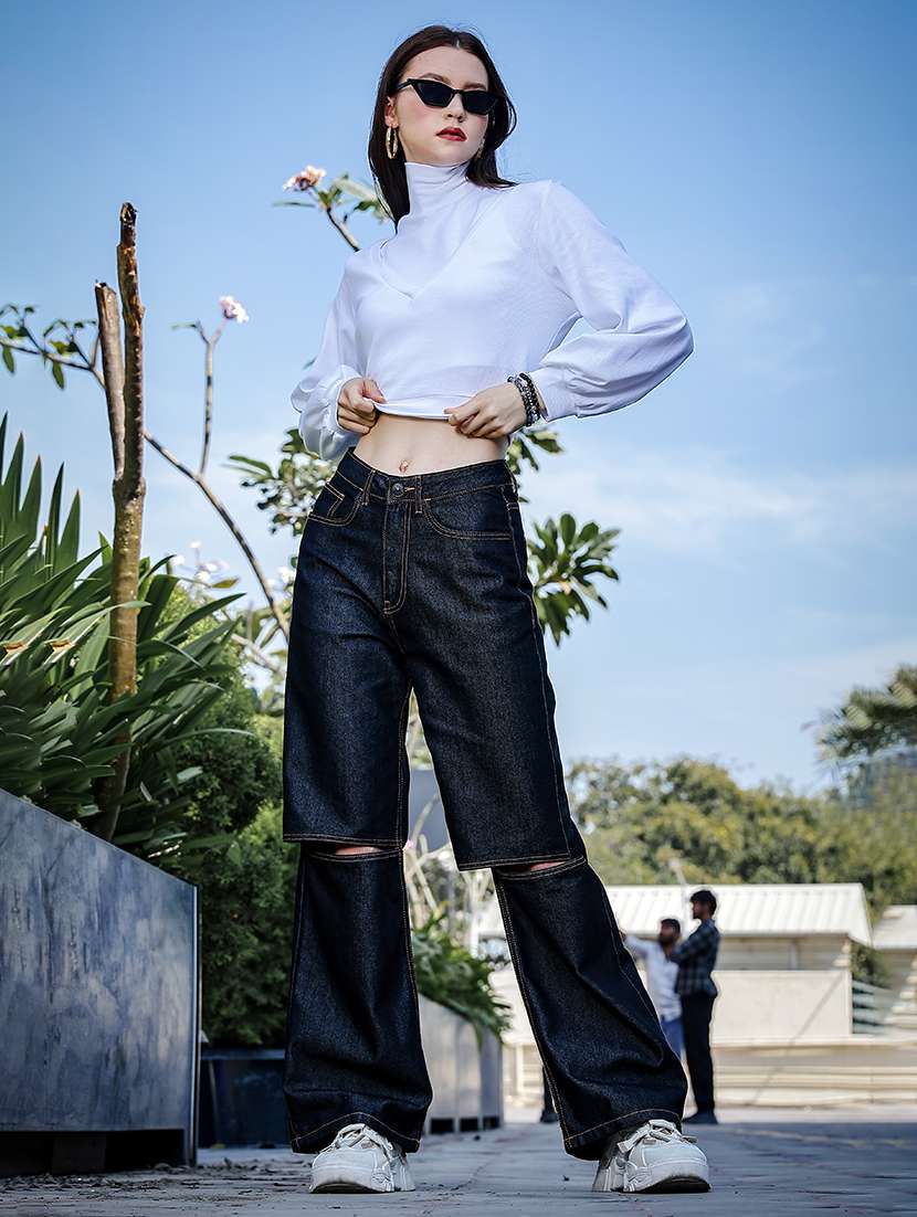 women's 3-in-1 versatile crop top with high neck inner & full sleeve outer - 21930747 -  Standard Image - 6