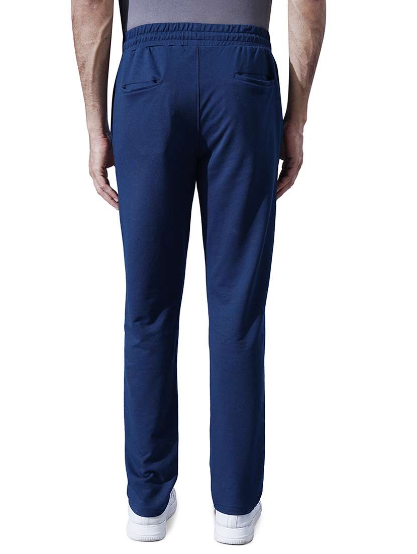 men blue solid mid rise full length track pant - 21930751 -  Standard Image - 1