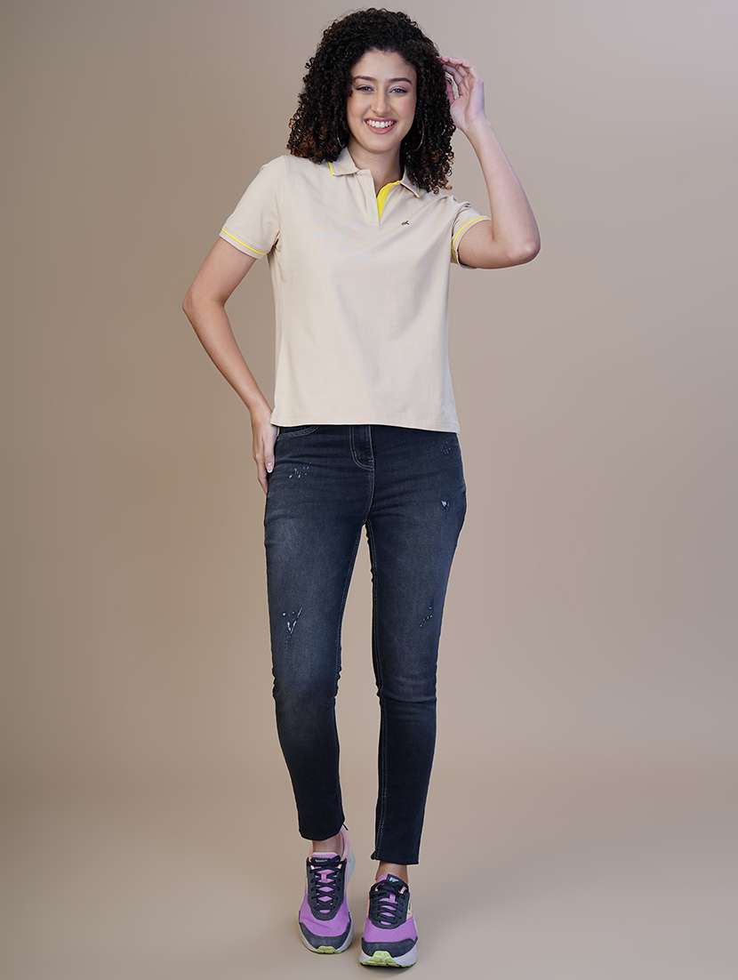 women solid short sleeves polo t-shirt - 21930768 - Standard Image - 4