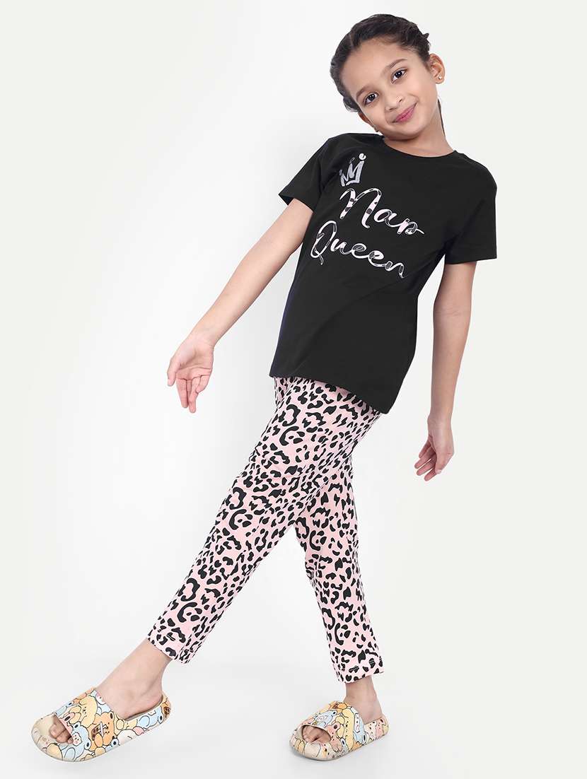 girls black printed pyjama set nightwear - 21930780 - Standard Image - 4