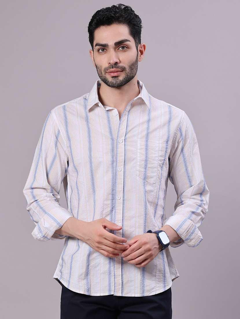 men striped long sleeve regular fit shirt - 21930822 - Standard Image - 1