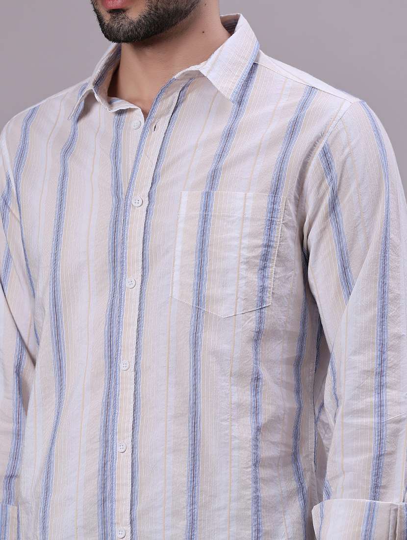 men striped long sleeve regular fit shirt - 21930822 - Standard Image - 4