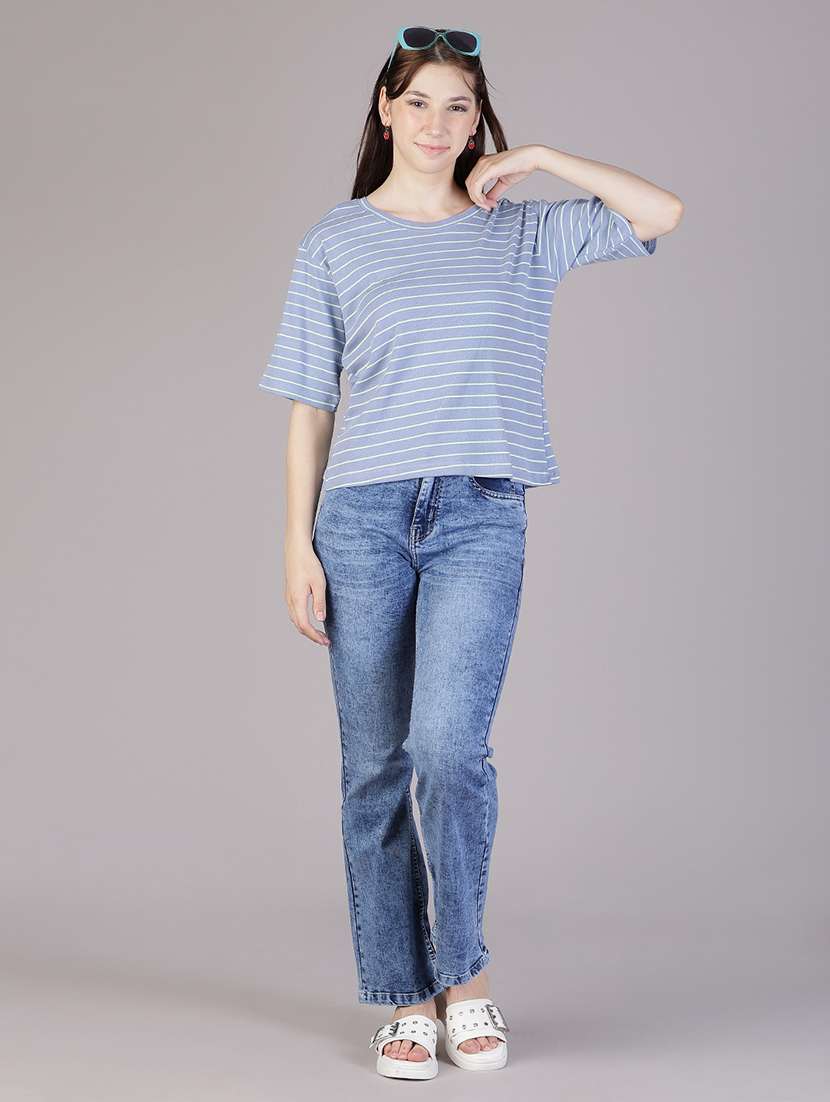 women striped short sleeve relaxed fit t-shirt - 21930869 -  Standard Image - 4