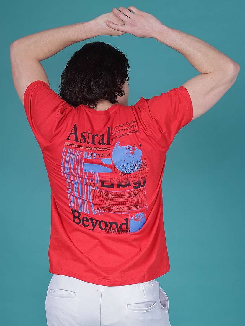 men front & back print round neck regular fit t-shirt - 21930893 -  Standard Image - 1