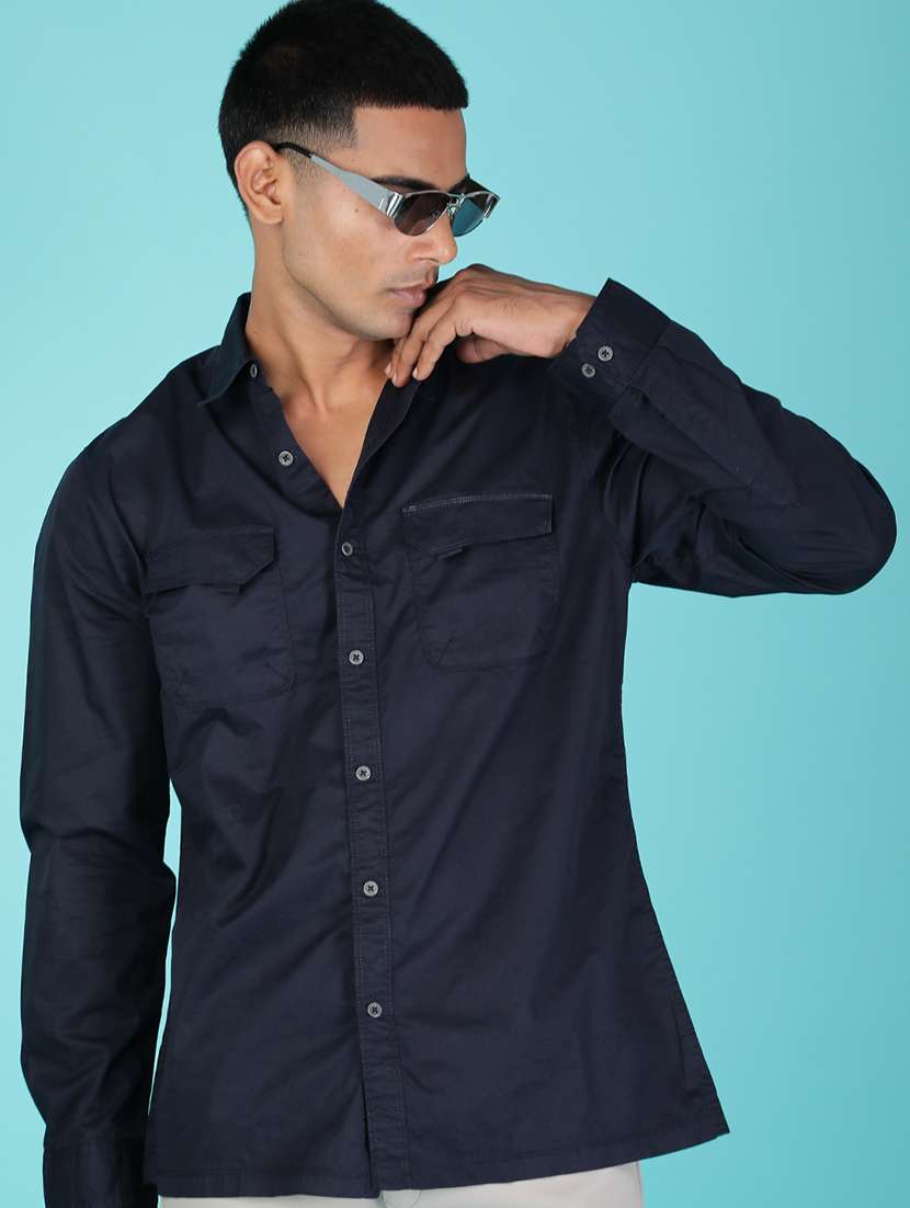 men solid long sleeve regular fit shirt